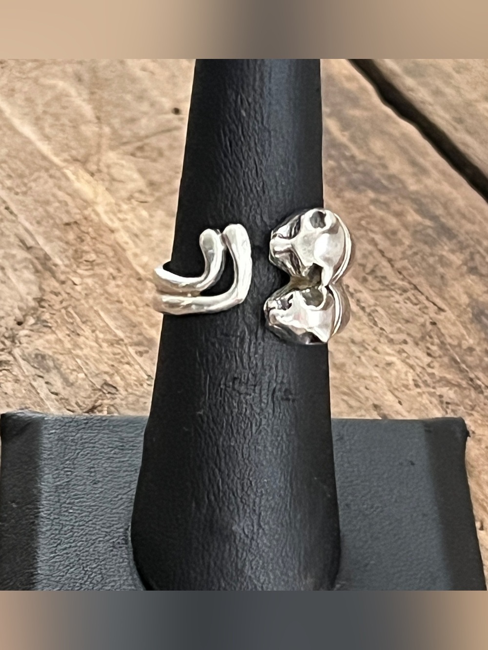 🔴SALE🔴 Vintage 925 Sterling Silver Double Cat Bypass Wrap Ring Adjustable 7g - Picture 4 of 14